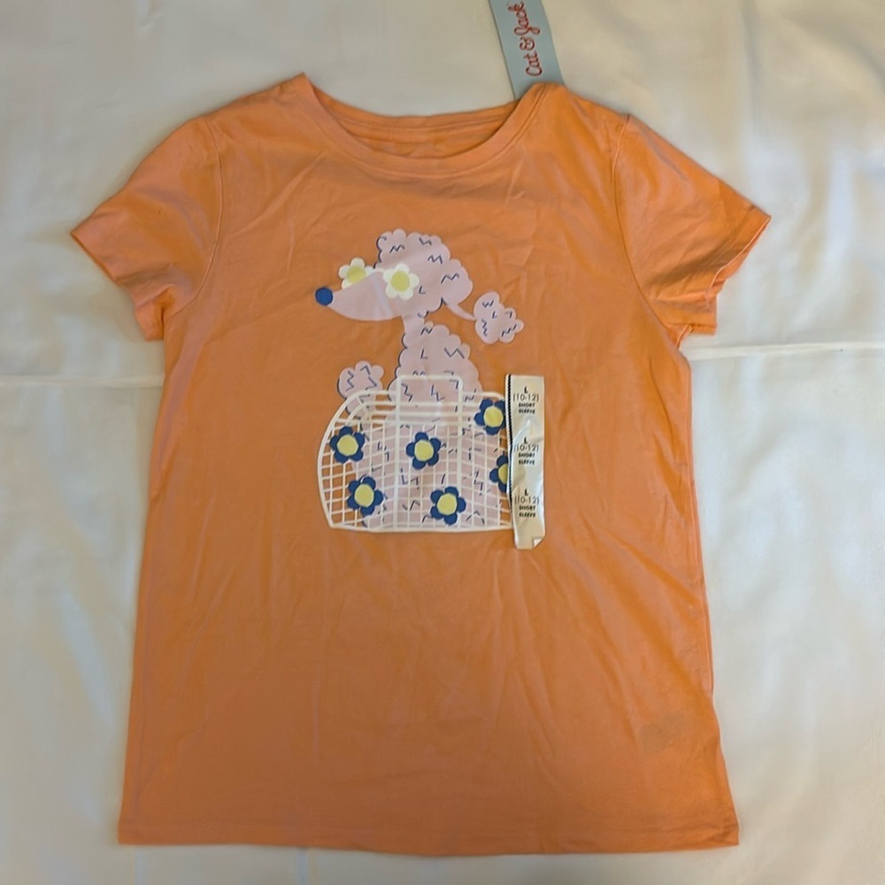 Cat & Jack Short Sleeve Shirt Peach Girl Size Large (10/12)